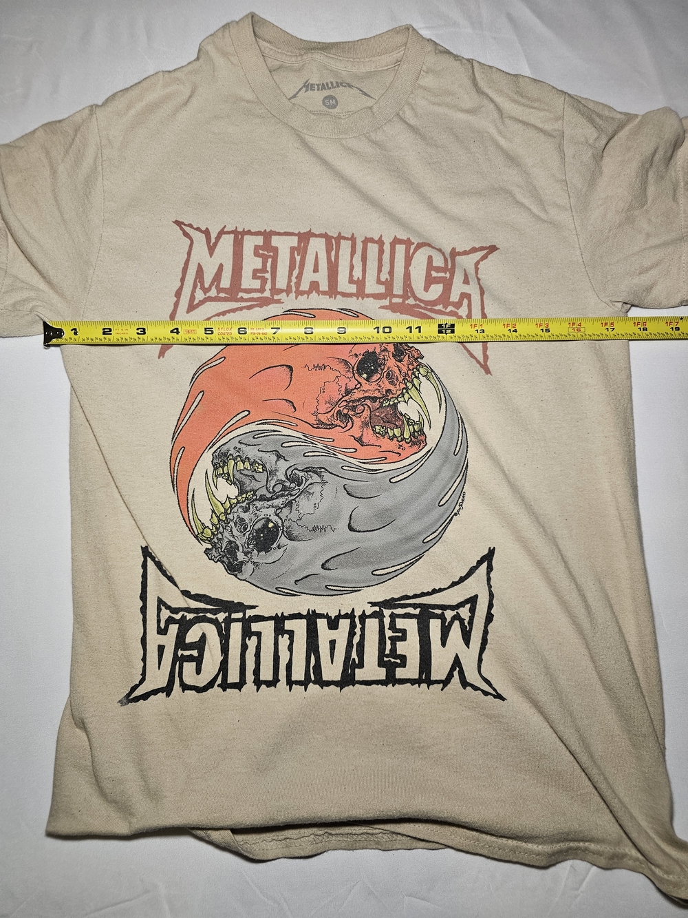 Metallica Skull Yin Yang Band Tee Small Cream Graphic Shirt Rock Metal - Picture 6 of 6